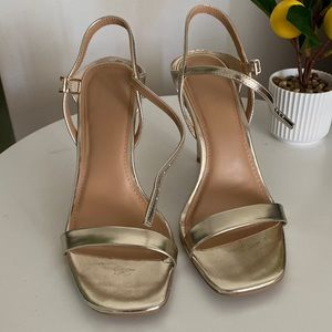 Express Gold heeled sandals size 8.5 US Used